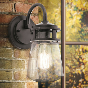 Lyndon 1 Light Medium Wall Lantern - Architectural Bronze Elstead small 1