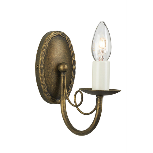 Check Minster 1 Light Wall Light - Black/Gold  Elstead