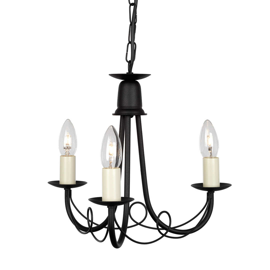 Minster 3 Light Chandelier - Black Elstead