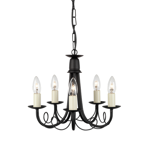 Check Minster 5 Light Chandelier - Black  Elstead