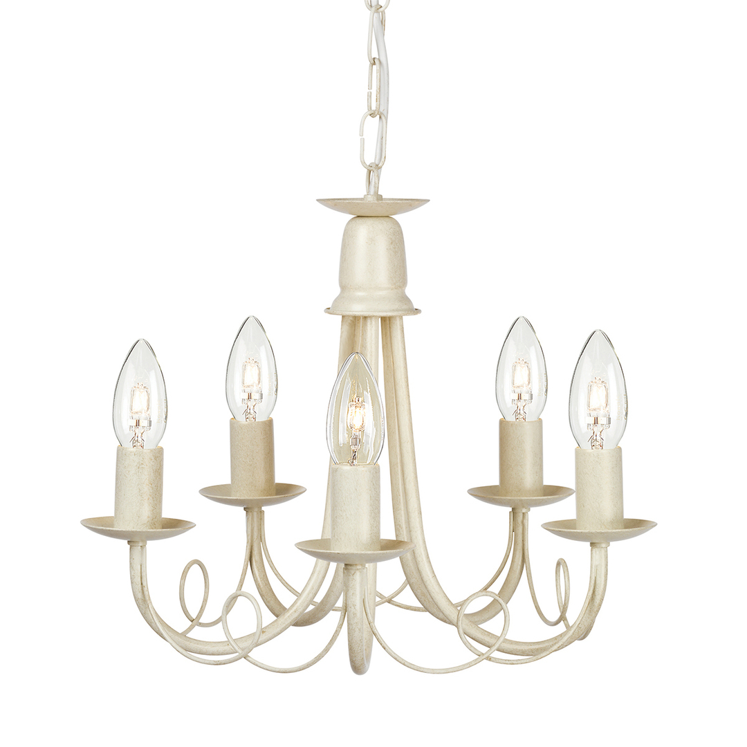 Minster 5 Licht Kronleuchter - Elfenbein Gold Elstead