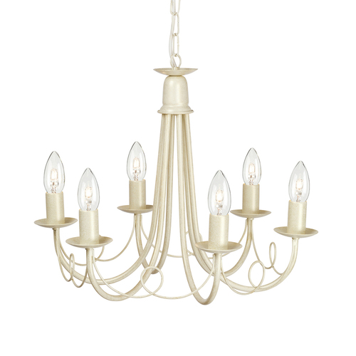 Check Minster 6 Light Chandelier - Ivory Gold Elstead
