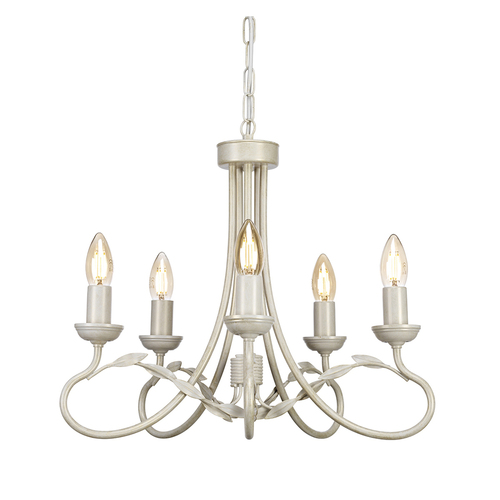 Check Olivia 5 Light Chandelier - Ivory/Gold  Elstead