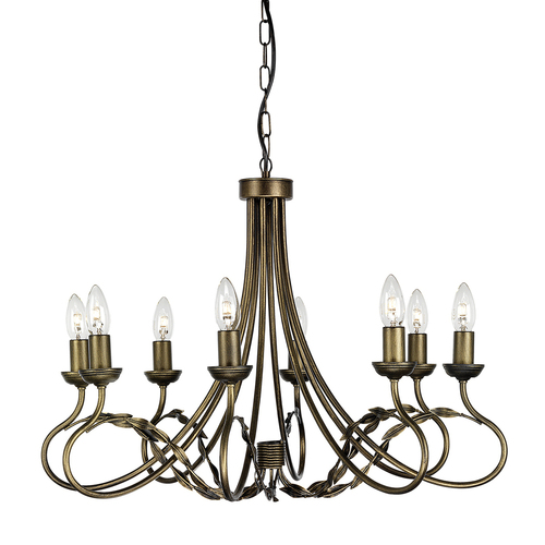 Check Olivia 8 Light Chandelier - Black/Gold  Elstead