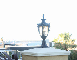 Philadelphia 1 Light Medium Pedestal - Old Bronze Elstead small 2
