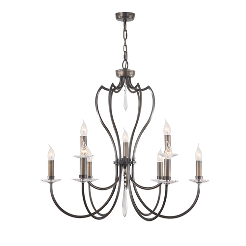 Check Pimlico 9 Light Chandelier - Dark Bronze  Elstead