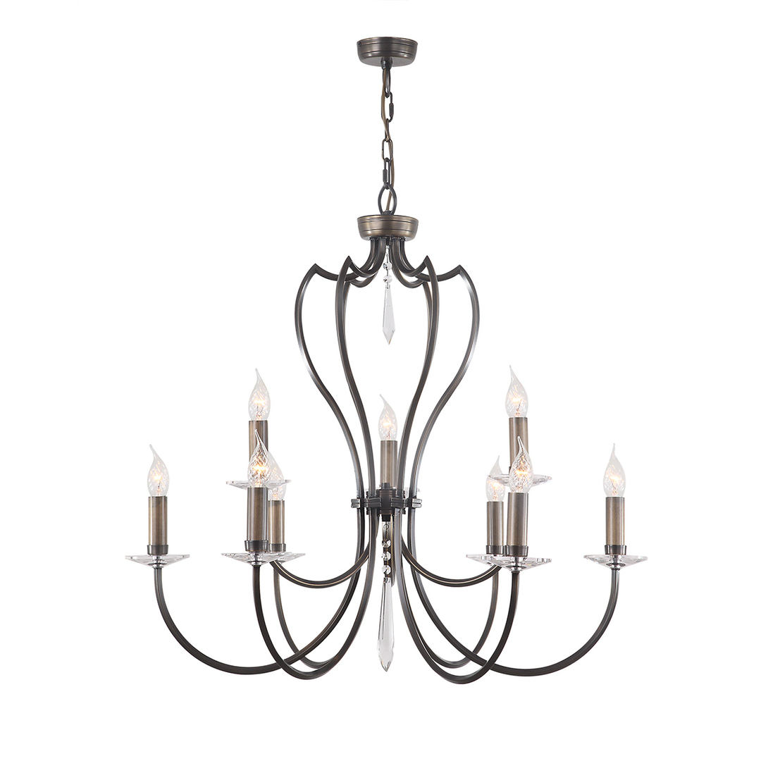 Pimlico 9 Light Chandelier - Dark Bronze Elstead