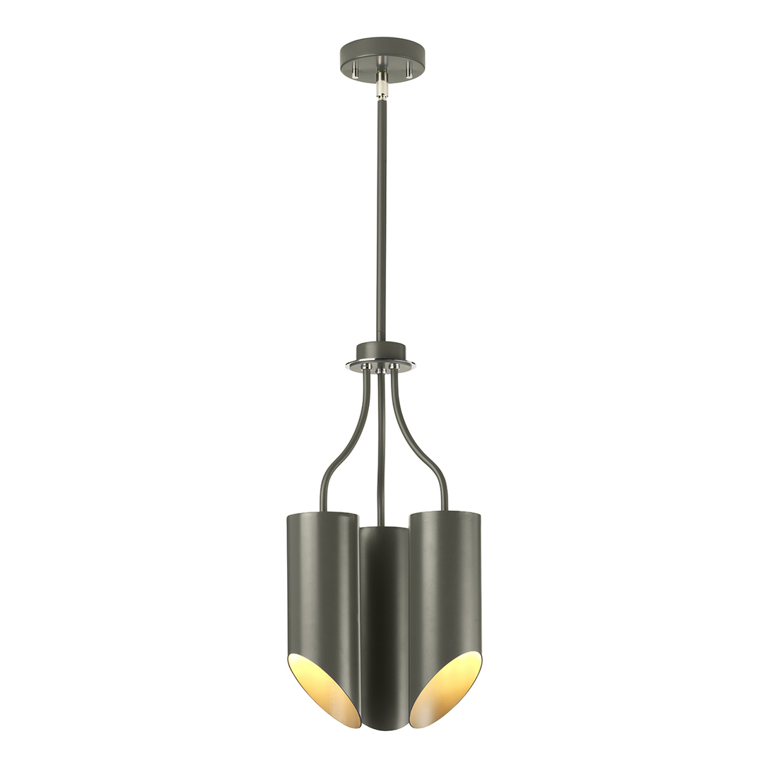 Quinto 3 Light Chandelier - Dark Grey Polished Nickel Elstead