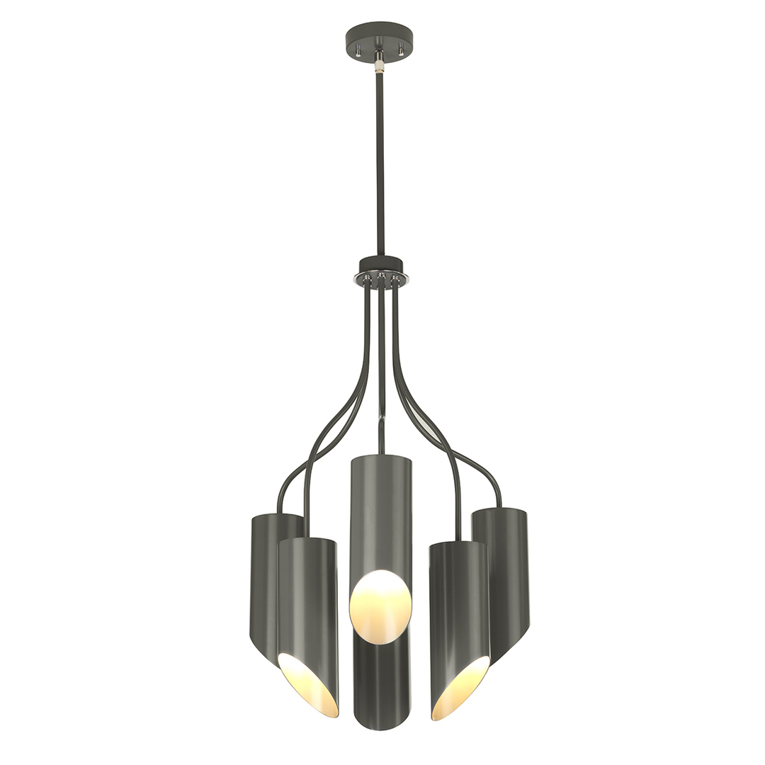 Quinto 6 Light Chandelier - Dark Grey Polished Nickel Elstead