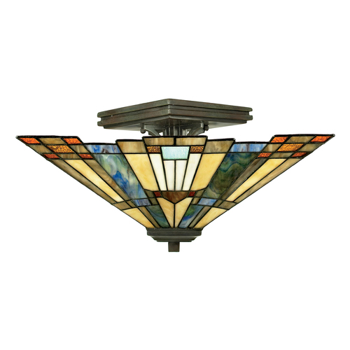 Check INGLENOOK 2 Light Semi-Flush Tiffany Plafond - Elstead