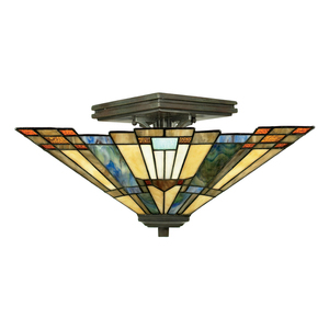 INGLENOOK 2 Light Semi-Flush Tiffany Plafond - Elstead small 0