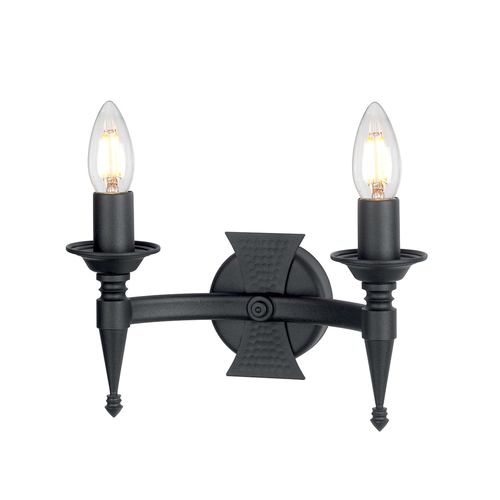 Check Saxon 2 Light Wall Light - Black Elstead