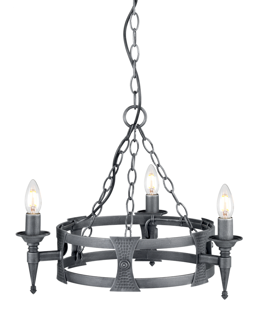 Saxon 3 Licht Kronleuchter - Schwarz/Silber Elstead