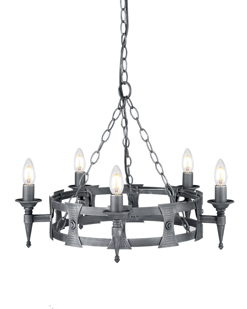 Saxon 5 Licht Kronleuchter - Schwarz/Silber Elstead
