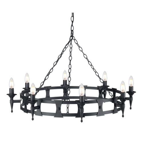 Check Saxon 8 Light Chandelier - Black Elstead