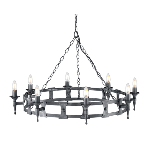 Check Saxon 8 Light Chandelier - Black/Silver Elstead