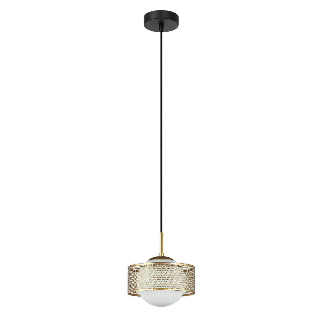 Italux Modern White Glass Golden Pendant Lamp E27 20 cm PND-55456-1M-GD