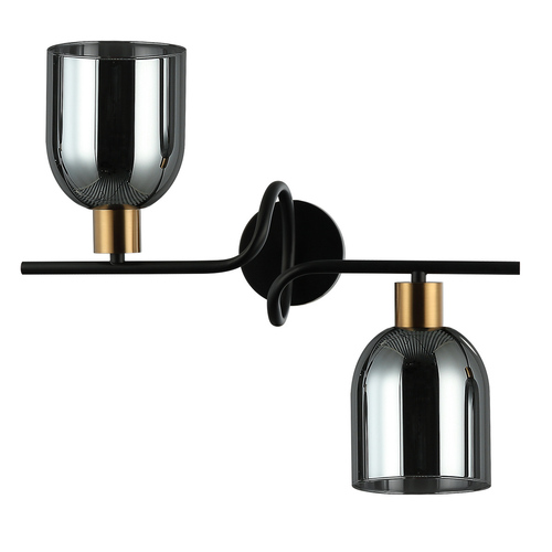 Check Italux Wall Lamp Black Glass E14 2-Light Modern Sconce WL-66892-2A-BK-AMB