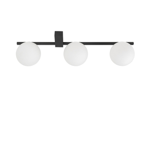 Nowodvorski PIK III 10301 ceiling light, 59 cm, 3 opal glass globes Ø 12 cm, black, 3xG9 max 12 W small 1