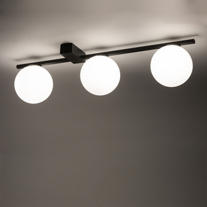 Nowodvorski PIK III 10301 ceiling light, 59 cm, 3 opal glass globes Ø 12 cm, black, 3xG9 max 12 W small 4