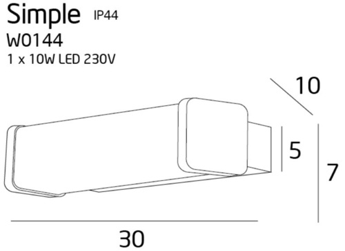 Check Wall Light Max Light Simple W0144 LED Chrome 30 cm IP44