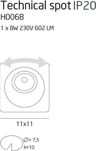 Check Recessed Luminaire Max Light Technical H0068 Cream 8W 3000K IP20