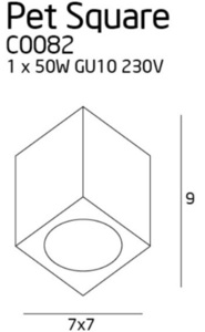 Max Light PET Square C0082 surface spot, 7 x 7 x 9 cm, GU10 max 50 W, white small 1