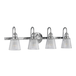 Addison bathroom wall light 4x G9 LED 3 W IP44 82 cm, polished chrome and ribbed glass, Quintiesse small 1