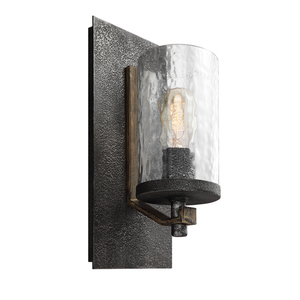 Quintiesse Angelo QN-ANGELO1 wall light, 1×E27, grey metal and weathered oak effect small 0