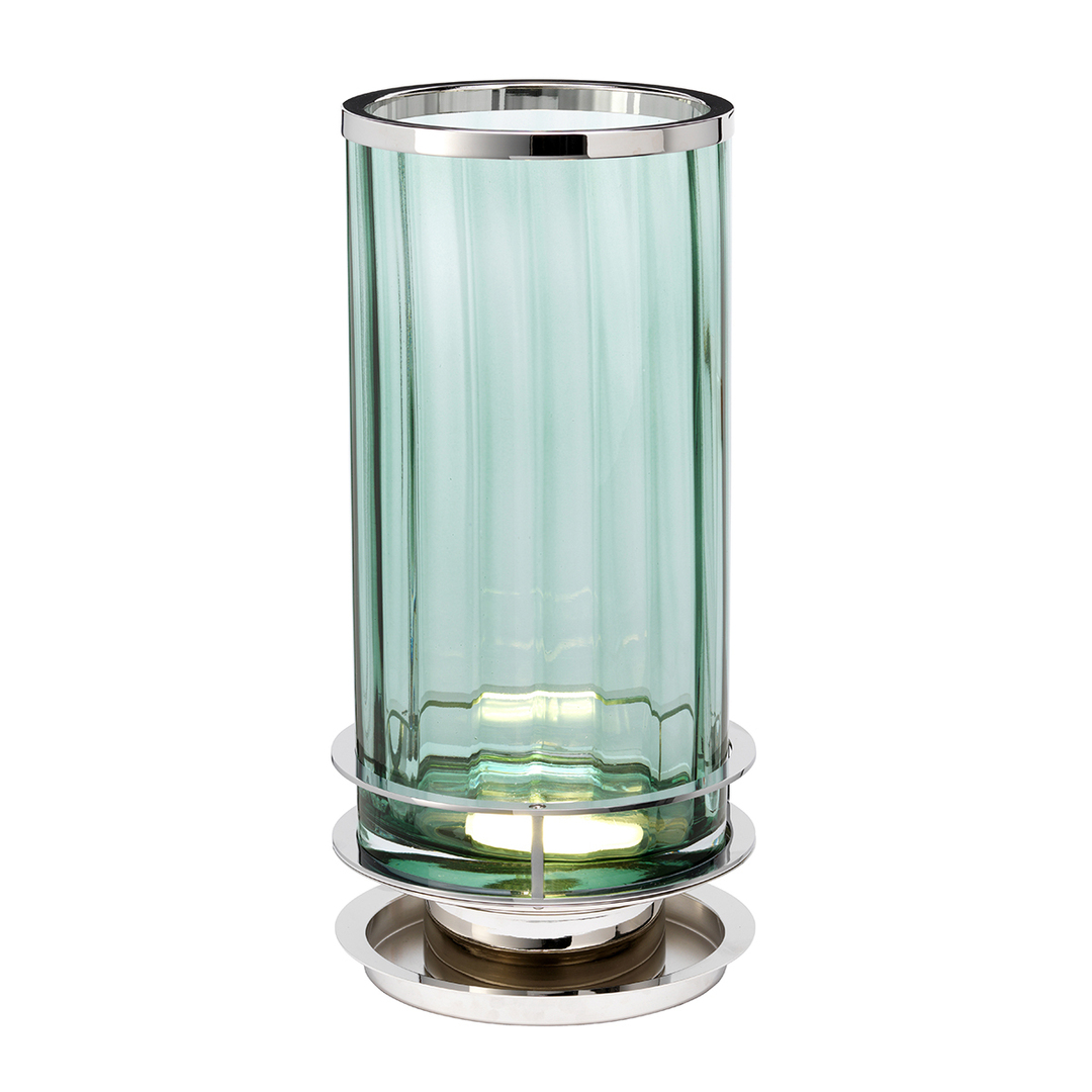 Arno table lamp - 1 light source - Polished nickel and green glass Quintiesse