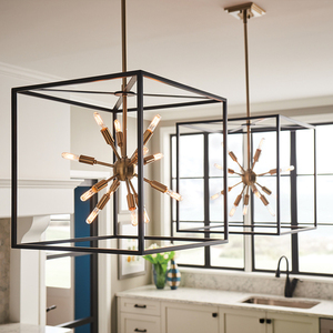 Aros 12 light pendant black and warm brass Quintiesse small 3