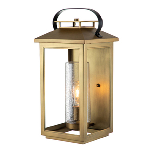 Quintiesse Atwater large outdoor wall lantern – 1 light, painted distressed brass small 0