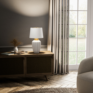 Bexley table lamp - 1 light source - White/ Brushed brass Quintiesse small 4