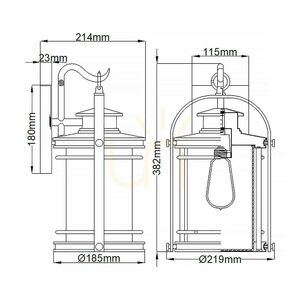 Quintiesse Booker QN-BOOKER-M-IA outdoor wall lantern, silver finish, 1×E27 small 6