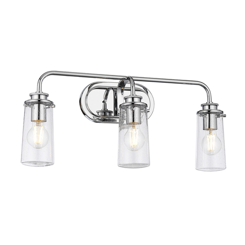 Check Quintiesse Braelyn QN-BRAELYN3-PC bathroom wall light, polished chrome, 3 × E27 max 40 W, seeded glass, IP44, 60.3 cm
