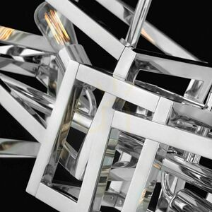 Quintiesse Ensemble linear pendant light, 6 × E27, polished nickel small 5