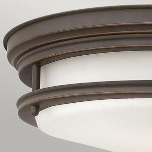 Quintiesse Hadrian Bathroom Flush Ceiling Light, 2 × E27, Opal Glass, Oil-Rubbed Bronze small 1