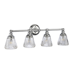 Quintiesse Keynes bathroom wall light, polished chrome, 4×G9 small 1