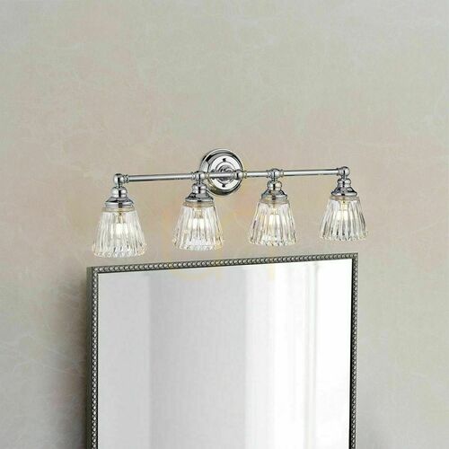 Check Quintiesse Keynes bathroom wall light, polished chrome, 4×G9