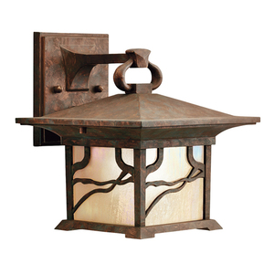 Quintiesse Morris QN-MORRIS-M Outdoor Wall Lantern, Distressed Copper, Iridised Glass, E27 max 60 W, IP44, 237 mm small 0