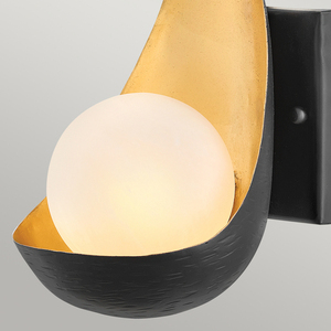 Quintiesse Ren wall light matte black & gold globe shade 1xG9 3W LED small 3