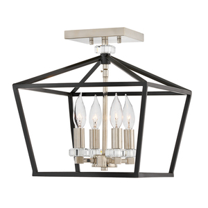 Stinson pendant lamp/half-lamp - 4 light sources - Black/Polished Nickel Quintiesse small 5