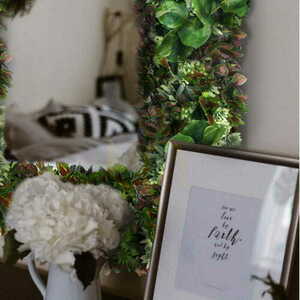 Square mirror in a frame of plants 90x90cm small 1