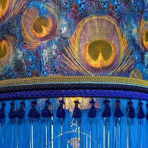 Las Plumas Granada hanging lamp peacock-eye velvet 35 cm small 2
