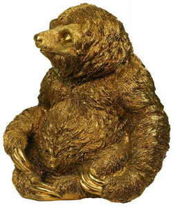 Las Plumas BRUNO LPBU01 gold resin sloth figurine, 30 cm small 1