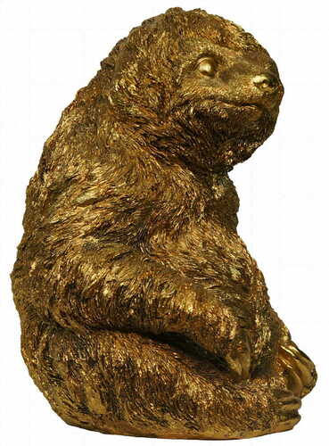 Check Las Plumas BRUNO LPBU01 gold resin sloth figurine, 30 cm