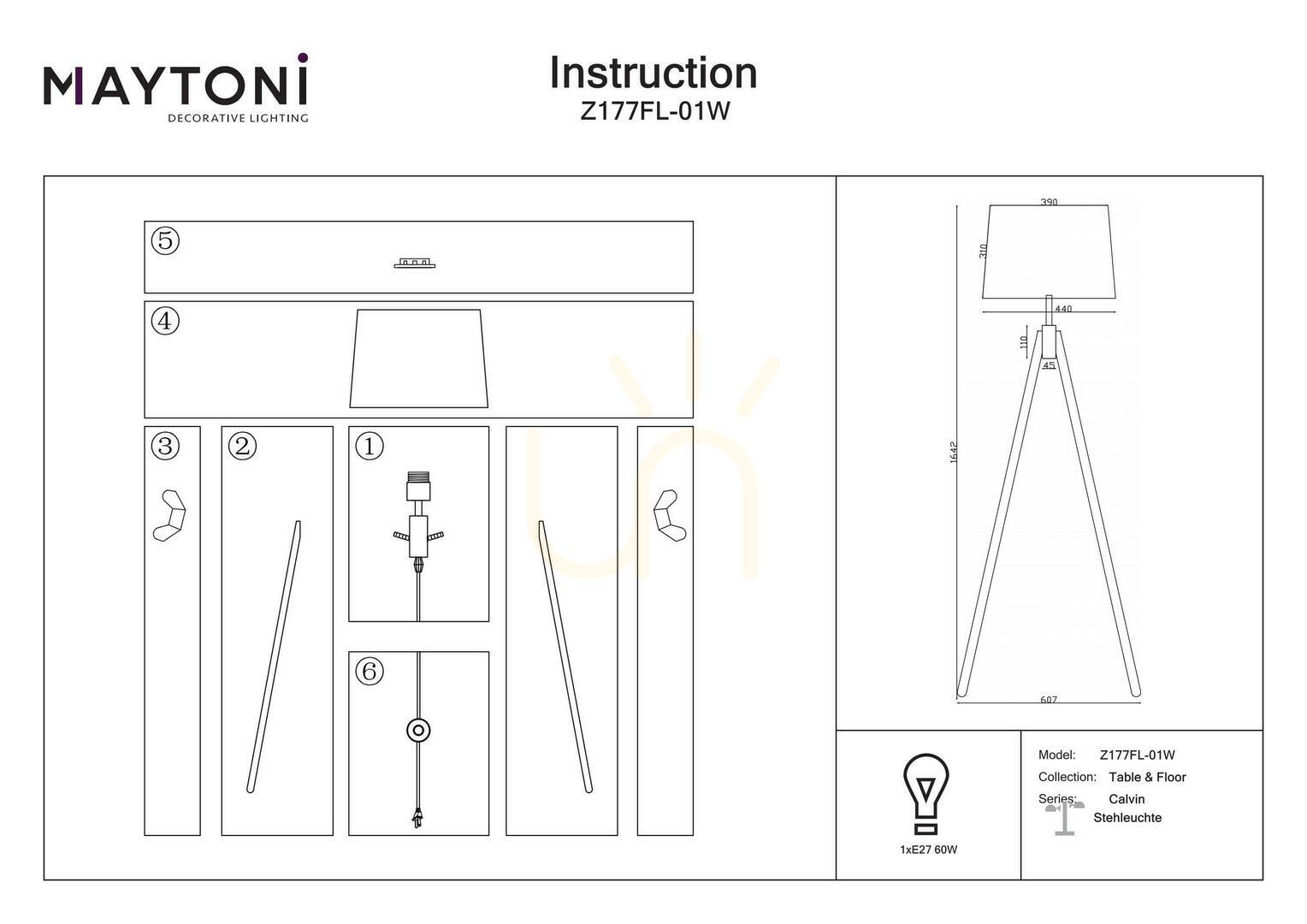 View CALVIN Z177FL-01W floor lamp Maytoni CALVIN Z177FL-01W floor lamp Maytoni