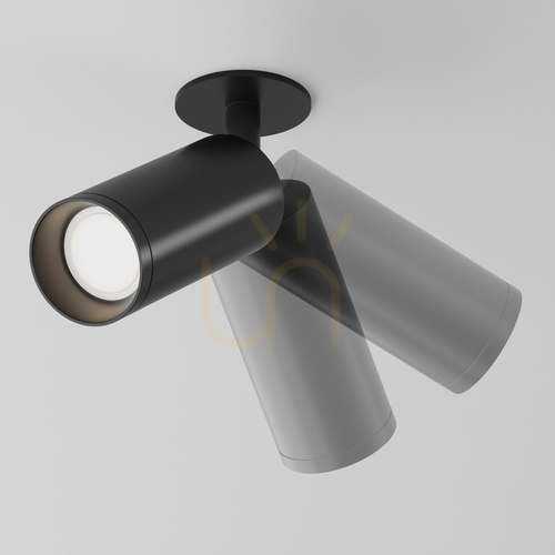Check Maytoni Focus C018CL-01B black recessed spotlight, tilting GU10 cylinder
