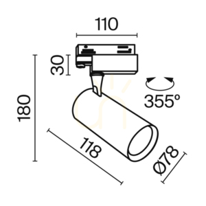 VUORO TR029-3-10W4K-S-W spotlight for busbars Maytoni small 9