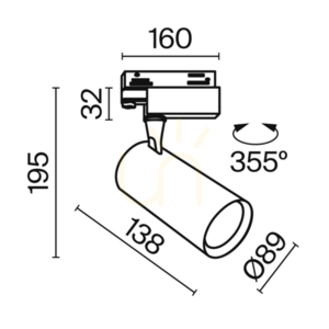 VUORO TR029-3-20W3K-S-W spotlight for busbars Maytoni small 8